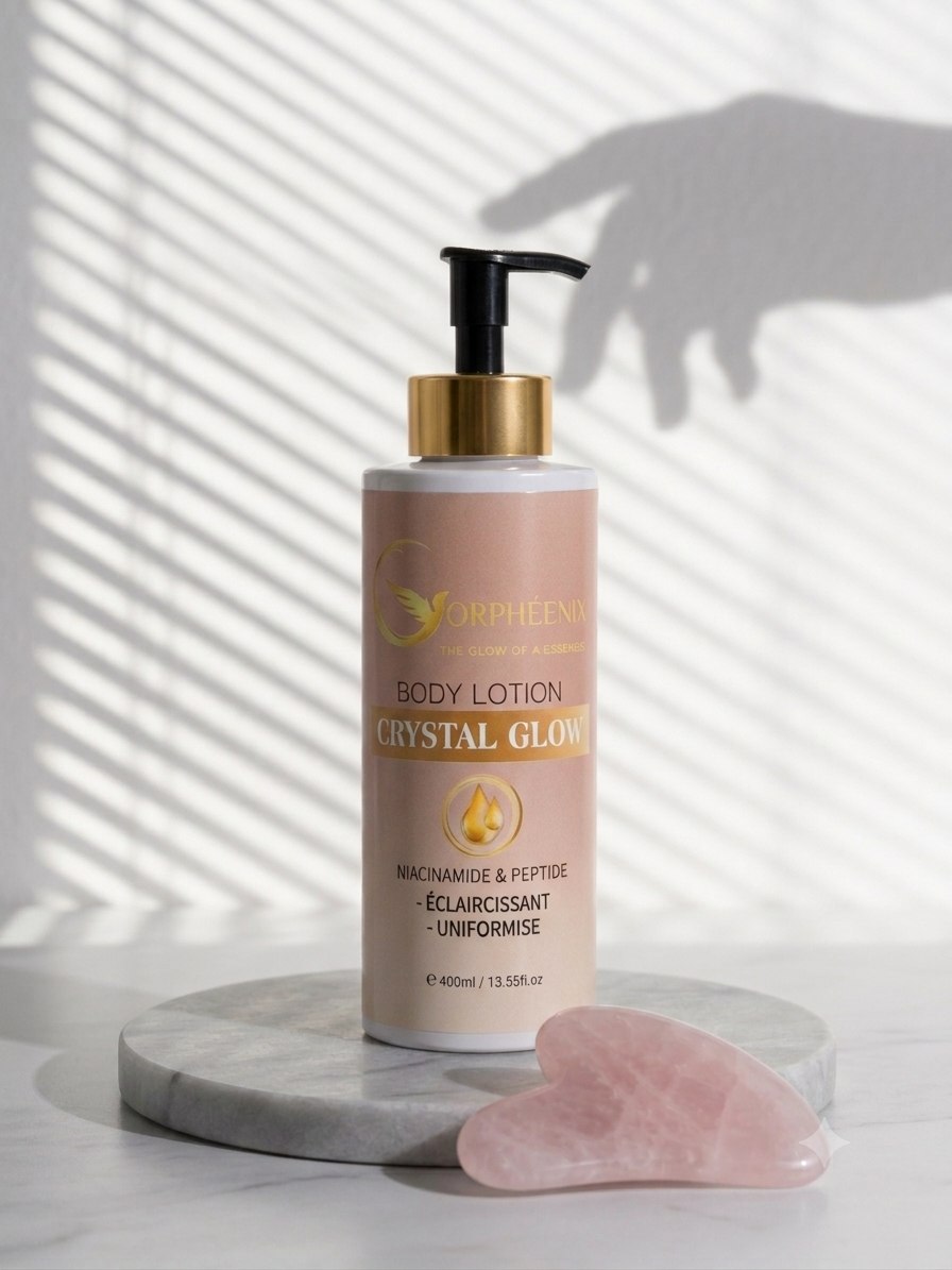 Body Lotion Crystal Glow et pierre de gua sha
